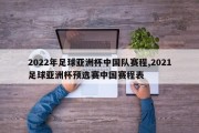 2022年足球亚洲杯中国队赛程,2021足球亚洲杯预选赛中国赛程表