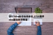 2017nba防守效率排名,1718赛季nba最佳防守阵容