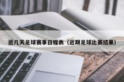 近几天足球赛事日程表（近期足球比赛结果）