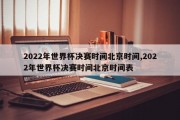 2022年世界杯决赛时间北京时间,2022年世界杯决赛时间北京时间表