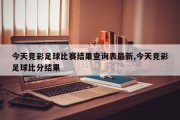 今天竞彩足球比赛结果查询表最新,今天竞彩足球比分结果