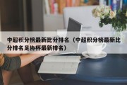 中超积分榜最新比分排名（中超积分榜最新比分排名足协杯最新排名）