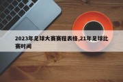 2023年足球大赛赛程表格,21年足球比赛时间